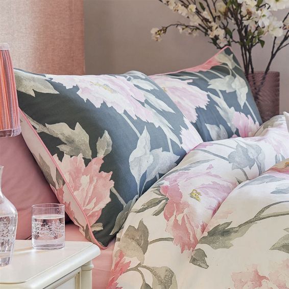 Peonies Bedding Set by Laura Ashley in Dark Smoke Grey