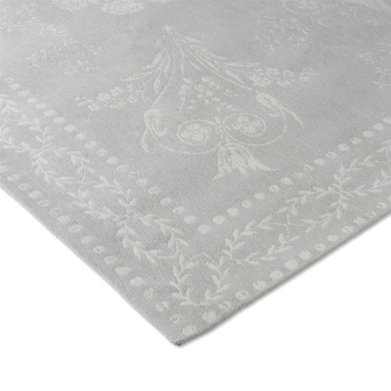 Josette 081401 Damask Jacquard Rug by Laura Ashley in Dove Grey