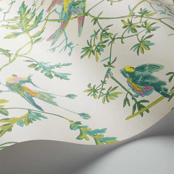 Humming Birds Wallpaper 4015 by Cole & Son in Green Pink