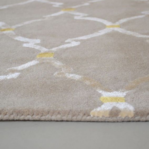 Empire Trellis Wool Runner Rugs in Stone 45501 by Sanderson