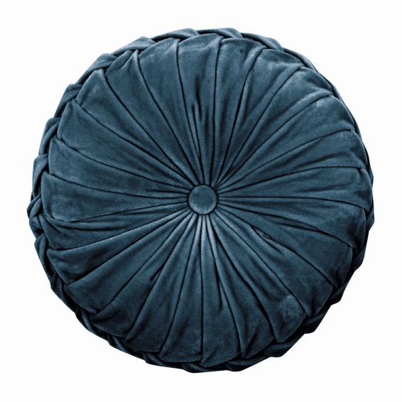 Rosanna Velvet Circle Cushion by Laura Ashley in Dark Seaspray Blue