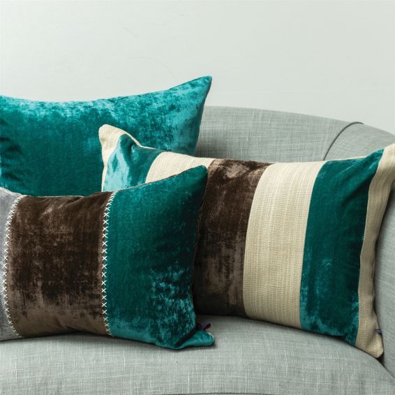 Aritha Velvet Cushion by William Yeoward in Jade Green