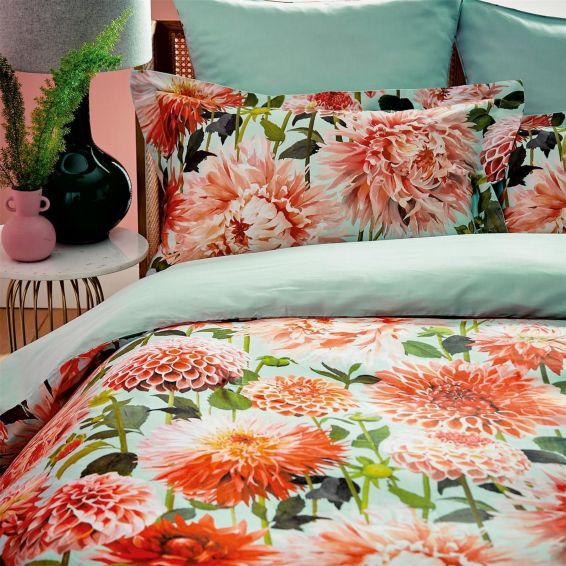 Dahlia Floral Bedding Set by Harlequin in Coral Pink