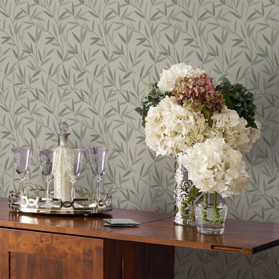 Willow Leaf Wallpaper 113364 by Laura Ashley in Hedgerow Green