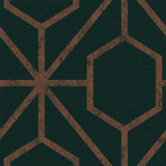 Rinku Wallpaper 112198 by Graham & Brown in Green & Copper