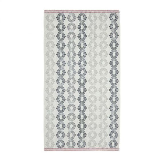 Sezan Embroidered Geometric Towel in Silver Grey