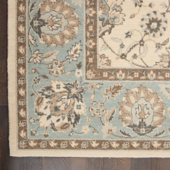 Living Treasure Hallway Runner Rugs by Nourison LI16 in Ivory Aqua