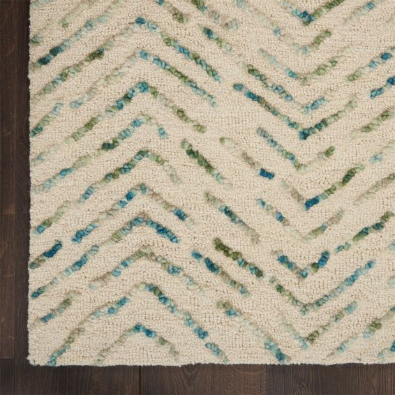 Colorado CLR02 Linear Wool Runner Rug by Nourison in Ivory Green