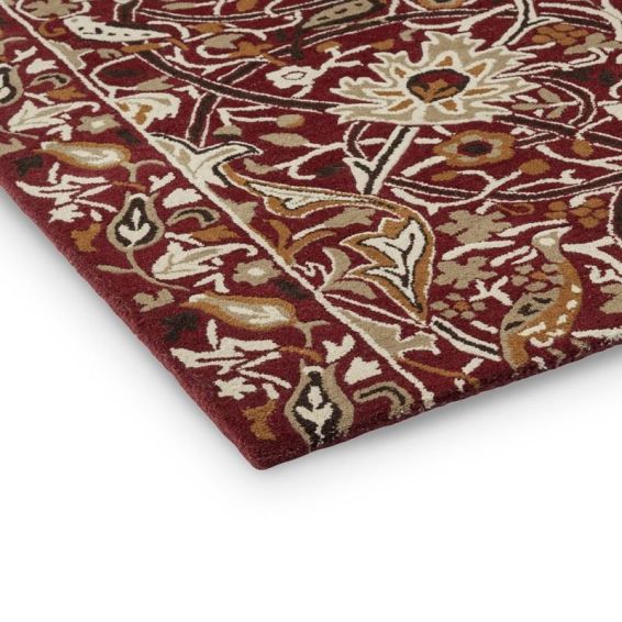 Bullerswood Runner Rugs 127300 in Red Gold By William Morris