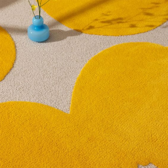 Iso Unikko Wool Floral Rugs 132306 by Marimekko in Yellow