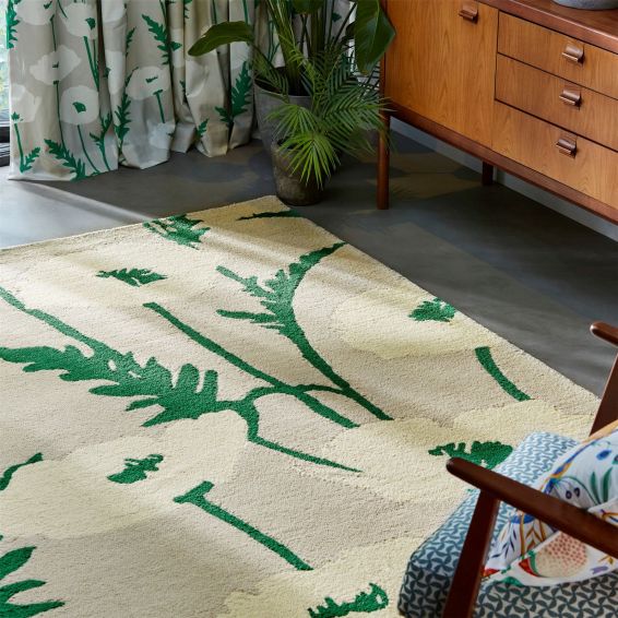 Poppy Pop 124807 Wool Rugs by Scion in Parchment Gecko