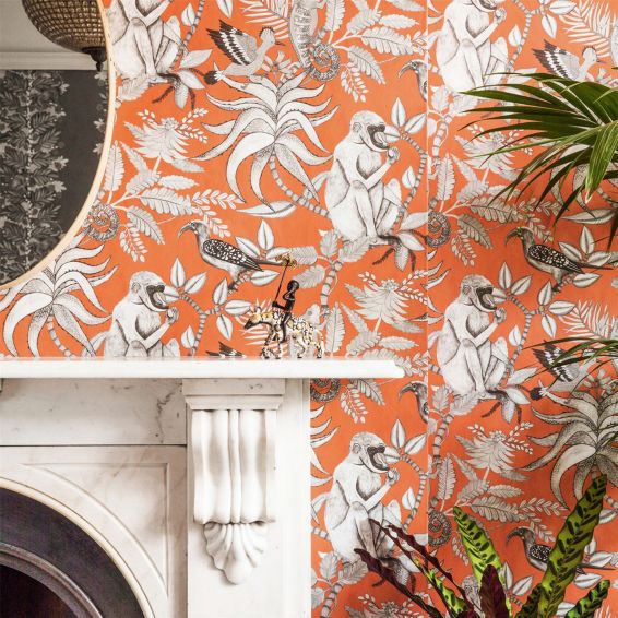 Savuti Wallpaper 1001 by Cole & Son in Tangerine Orange