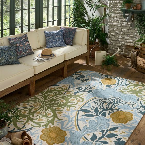 Seaweed Indoor Outdoor Rugs 427008 by Morris & Co in Wandle