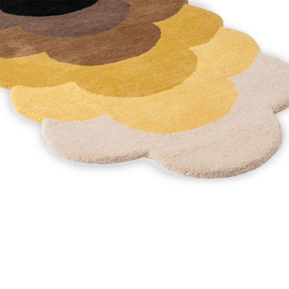 Optical Flower Wool Rugs 061206 in Dandelion By Designer Orla Kiely