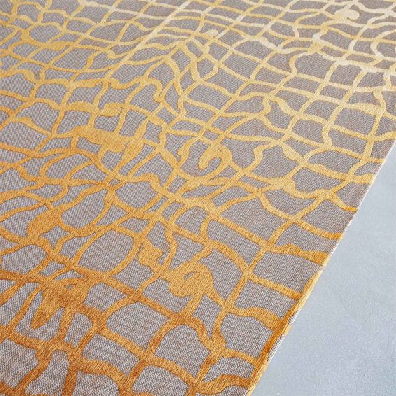 Louis De Poortere Modern Abstract Mad Men Dedalo Rugs 9205 in Yellow Scarab