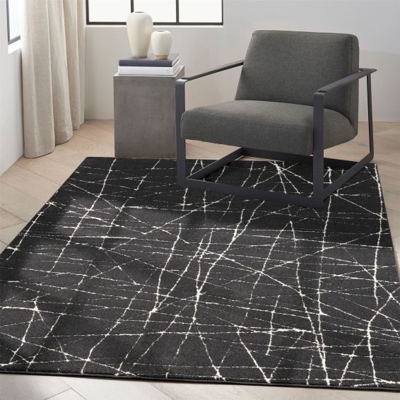 Calvin Klein Balance Rugs CK023 BLN02 in Black Ivory White