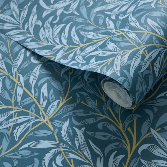 Willow Boughs Wallpaper W0172/01 by Clarke & Clarke in Denim Blue