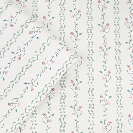 Blencow Stripe Wallpaper 122748 by Laura Ashley in Dark Duck Egg Blue