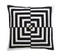 Op Art Geometric Cotton Cushion By Tess Daly in Black Gold