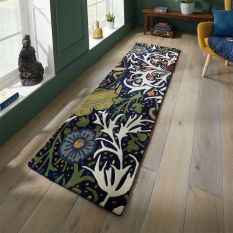 Seaweed Hallway Runner Rugs in 28008 Ink by William Morris