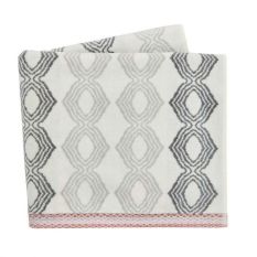 Sezan Embroidered Geometric Towel in Silver Grey