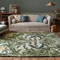 Bluebell Floral Wool Rugs 127607 by Morris & Co in Leafy Arbour Green