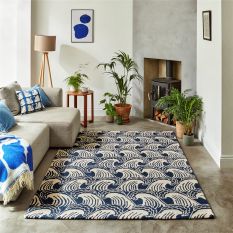 Ride The Wave 125608 Wool Rugs by Scion in Denim