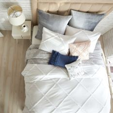 Chenille Lattice Bedding and Pillowcase By Peri Home in White