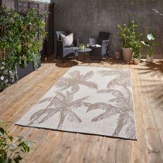 Miami A444 Indoor Outdoor Palm Leaf Rug in Beige