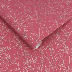 Gypsophila Wallpaper 120398 by Clarissa Hulse in Raspberry Silver