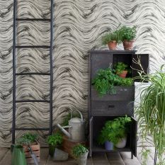 Agata Wallpaper W0089 01 by Clarke and Clarke in Charcoal Gold