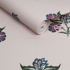 Indienne Block Print Floral Wallpaper 118574 by Joules in Dawn Grey