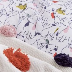 Linear Dogs Stripe Cotton Bedding by Joules in Multi