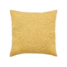 Circle Logo Embellished Cushion by DKNY in Ochre Yellow