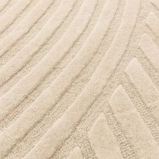 Hague Geometric Textured Wool Rugs in Sand Beige