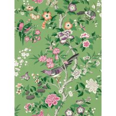 Chinoiserie Hall Wallpaper 217110 by Morris & Co in Chinese Green Lotus Pink