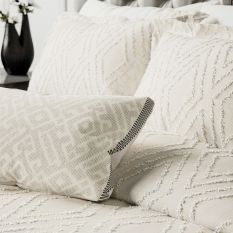 Emani Clipped Geometric Bedding by Bedeck of Belfast in Chalk White