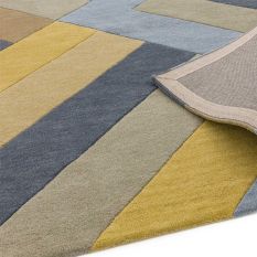 Reef Big Zig RF02 Geometric Wool Runner Rugs in Yellow Grey