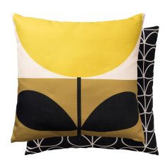 Stem Block Floral Indoor Outdoor Cushion By Orla Kiely in Yellow