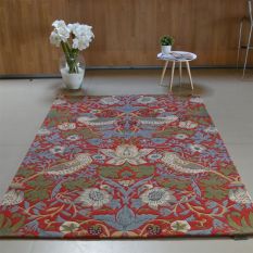 Strawberry Thief Rugs 027700 Crimson by William Morris