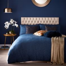 Topaz Geometric Jacquard Bedding By Tess Daly in Midnight Blue