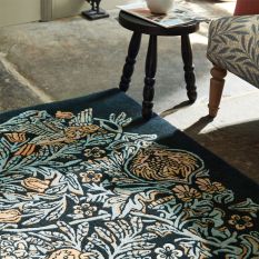 Bird Floral Wool Rugs 128308 by Morris & Co in Webbs Blue