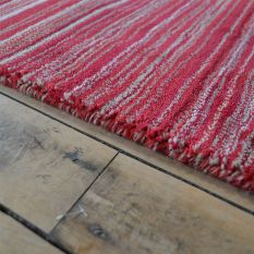 Fine Stripes Wool Hallway Runner in Red