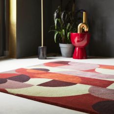 Decor Cosmo Geometric Rugs in Red Pale Green 095203 By Brink and Campman