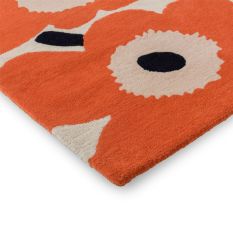 Unikko Handtufted Wool Floral Rugs 132403 by Marimekko in Orange Red