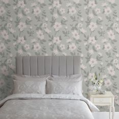 Fleurir Floral Wallpaper 114917 by Laura Ashley in Smoke Green