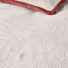 Cantaloupe Embroidered Designer Bedding and Pillowcase By Sanderson in Ivory White