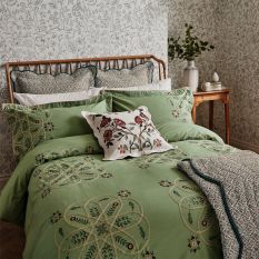 Brophy Embroidery Cotton Cushion by Morris & Co in Green