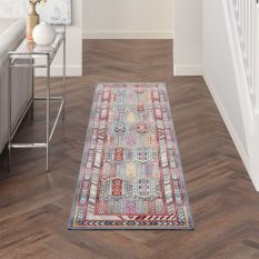 Vintage Kashan Traditional Runner Rugs VKA06 by Nourison in Grey Multi