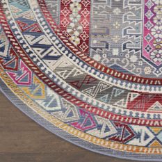 Vintage Kashan Traditional Circle Rugs VKA06 by Nourison in Grey Multi